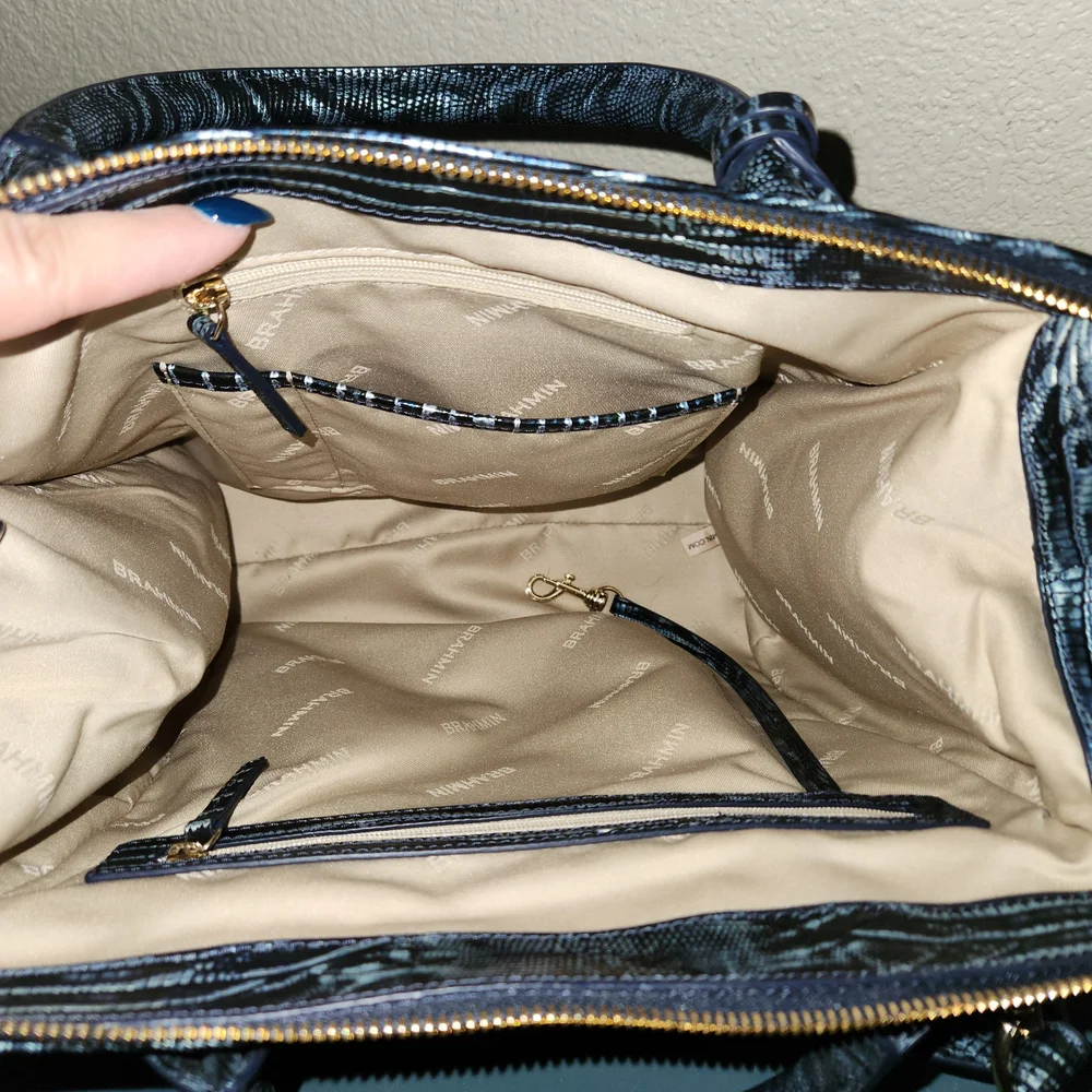 Brahmin Teal Green/Blue And Silvery Croc Embossed Shoulder Bag - Picture 3 of 8